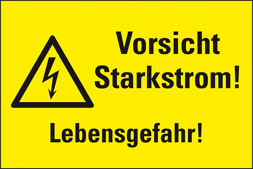 WarnKombischild Vorsicht Starkstrom! Lebensgefahr!, Kunststoff, 300x200mm