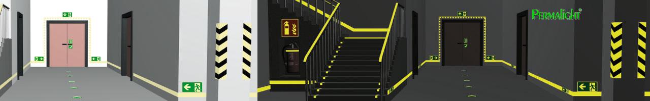 Lang nachleuchtendes Leitsystem