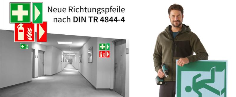 Sicherheitskennzeichen richtig anwenden - neue Richtungspfeile nach DIN TR 4844-4