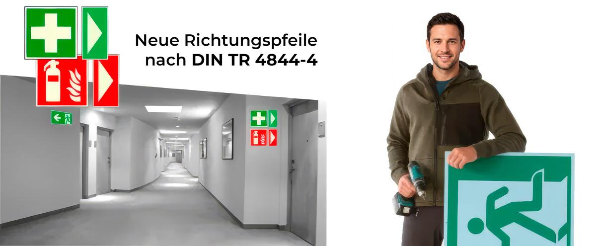 Sicherheitskennzeichen richtig anwenden - neue Richtungspfeile nach DIN TR 4844-4