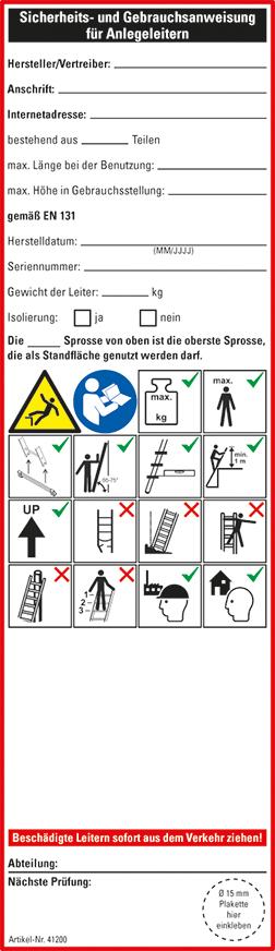 Checkliste - Gebrauchsanweisung Leitern