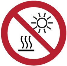 Verbotszeichen Sonnenlicht oder heiße Oberfläche