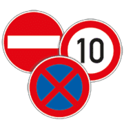 Sicherheitskennzeichen und Verkehrsschilder