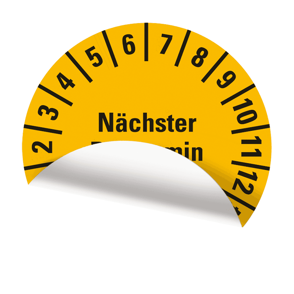 Prüfplaketten mit ablösbarer Folie