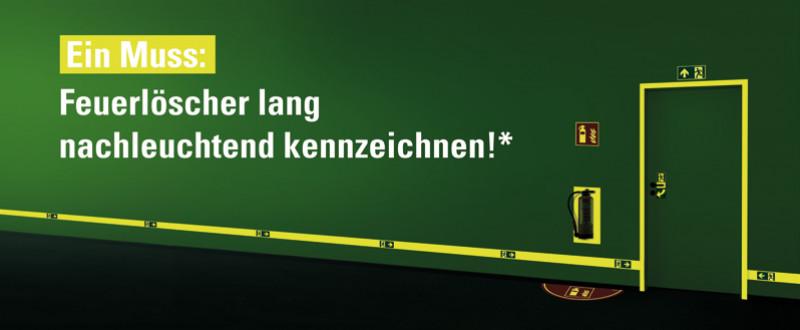 Feuerlöscher - Kennzeichnung und Anbringung - lang nachleuchtende Kennzeichnung