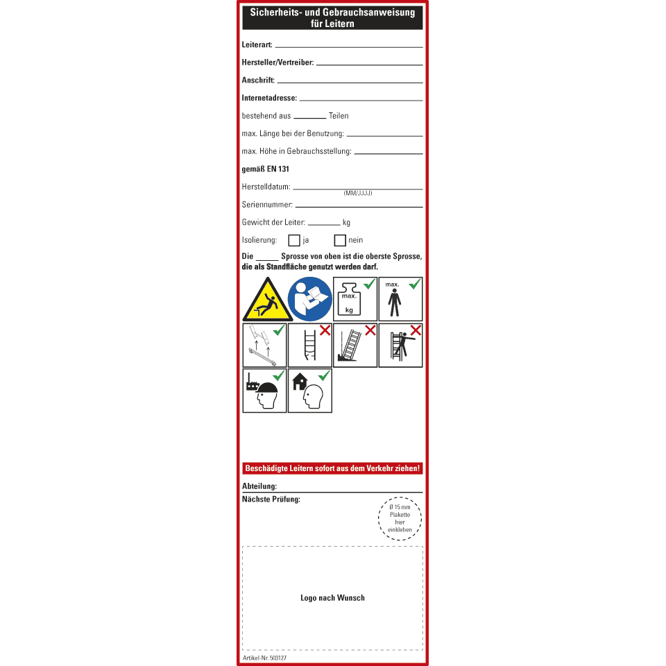 Prüfplaketten für Leitern kaufen