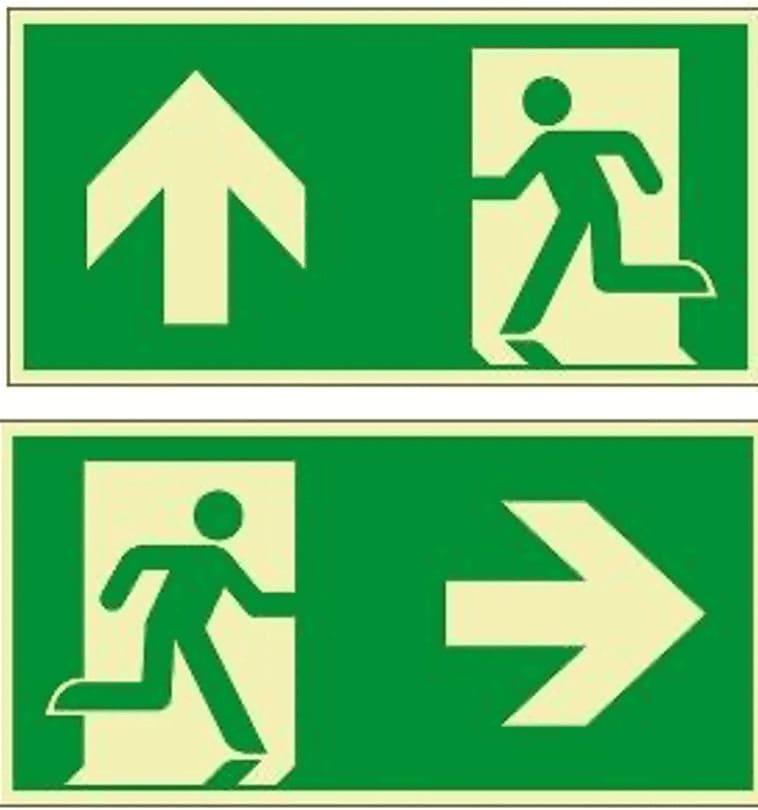 Notausgang links - rechts mit Richtungsangaben