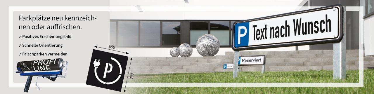 Parkplätze kennzeichnen mit Farben und Schildern