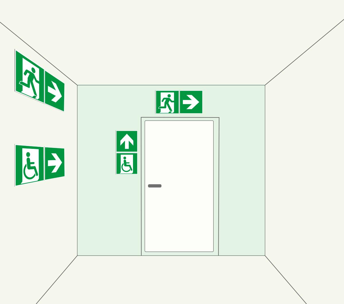 Fluchtwegkennzeichnung Beispiel aus DIN TR 4844-4