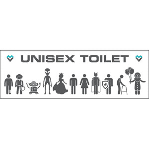 Aufkleber Toilette Unisex, Folie, selbstklebend, 200 x 65mm