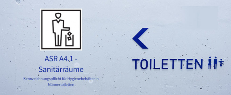 ASR A4.1 - Sanitärräume: Kennzeichnungspflicht für Hygienebehälter in Männertoiletten ASR A4.1 - Sanitärräume: Kennzeichnungspflicht für Hygienebehälter in Männertoiletten