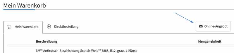 Button Online-Angebot im Warenkorb