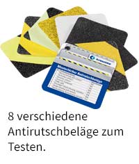 Antirutschbeläge als Muster zum Testen