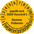 Prüfplakette DGUV