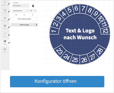 Prüfplaketten Konfigurator