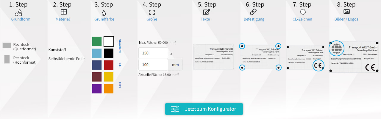 In max 8 Schritten zum individuellen Typenschild