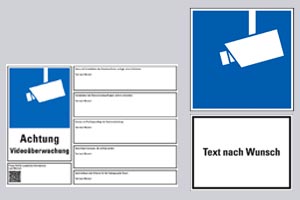 Schild Achtung Videoüberwachung Videokamera Video (Material und Größe:  Schild 40x60cm) Detailansicht 