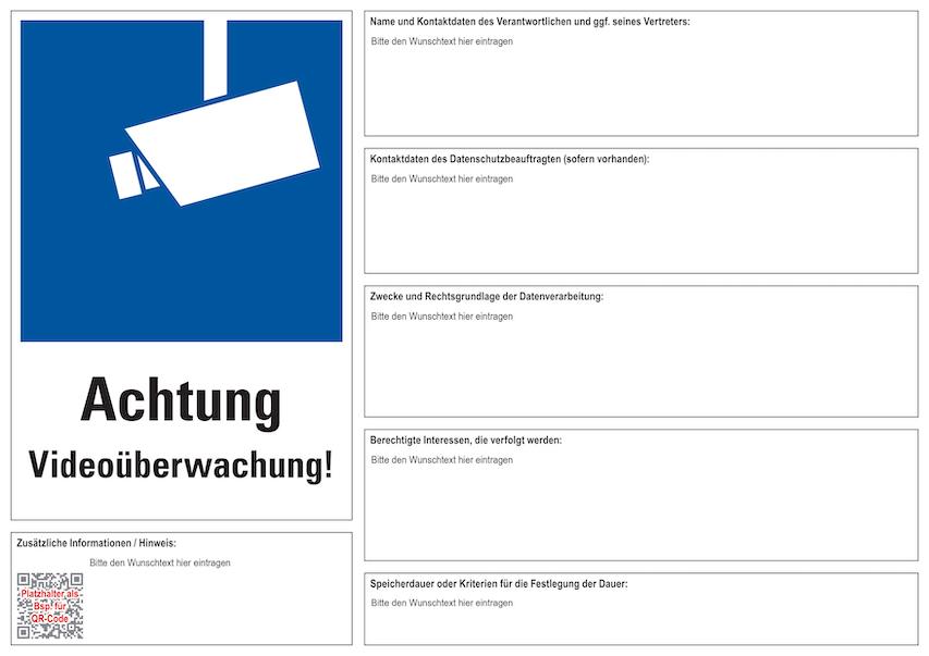 DSGVO Hinweisschild Videoüberwachung individuell
