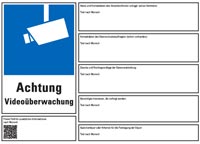 Schild Videoüberwachung Türschild Edelstahl 255x80 mm