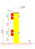 Rammschutz-Planke, 1 Meter Länge, gelb, Stahl, kunststoffbeschichtet,  C-Profil