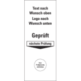 Grundetikett, Text oben / Logo unten, Gepr.n.Prüfung, Folie, ablösbar, 40 x 100mm, 5 / Bogen