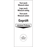 Grundetikett, Text oben / unten, Logo mittig, Gepr.NP, Folie, abl.,40 x 100mm, 5 / Bogen
