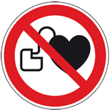 Verbotsschild Kein Zutritt für Personen mit Herzschr., ASR / ISO, Folie, Ø 200mm