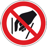 Verbotsschild Hineinfassen verboten, ASR / ISO, Folie, selbstklebend, Ø200mm