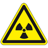 Warnschild Warnung vor radioaktiven Stoffen..., ASR / ISO, Folie, selbstkl., SL 200mm