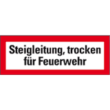Feuerwehrschild Steigleitung, trocken für Feuerwehr, Kunststoff, 210 x 74mm