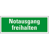 Rettungszeichen Notausgang freihalten, praxisbewährt, Kunststoff, 297 x 105mm