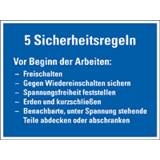 Hinweisschild 5 Sicherheitsregeln Vor Beginn der..., Kunststoff, 400 x 300mm