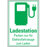 Hinweisschild Ladestation Elektrofahrzeug, mit Piktogramm, Folie, 200 x 300mm