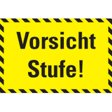 Türhinweisschild Vorsicht Stufe!, schraffierter Rand, Folie, 300 x 200mm