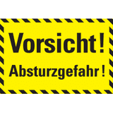 Hinweisschild Vorsicht! Absturzgefahr!, schraffiert, Folie, 300 x 200mm