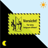 PERMALIGHT® power Hinweisschild Tür bitte langsam öffnen, schra., Folie, 300 x 200mm