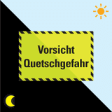 PERMALIGHT® power Hinweisschild Vorsicht! Quetschgefahr!, schra., Folie, 300 x 200mm