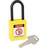 Vorhängeschloss z.Wartungssicherung, gelb, Kunststoffbügel, 37 x 89 x 20mm, 2 Schlüssel