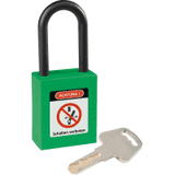 Vorhängeschloss z.Wartungssicherung, grün, Kunststoffbügel, 37 x 89 x 20mm, 2 Schlüssel