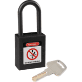 Vorhängeschloss z.Wartungssicherung, schwarz, Kunststoffbügel, 37 x 89 x 20mm, 2Schlüss.