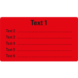 Organisationsetikett, Text nach Wunsch, rot, Haftpapier, 100 x 70mm, 500 / Rolle