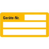 Inventaretikett Geräte- Nr., gelb, Dokumentenfolie, selbstklebend, 50 x 25mm, 9 / Bogen