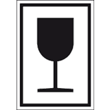 Verpackungskennzeichen Vorsicht zerbrechlich, Folie, selbstklebend, 74 x 105mm