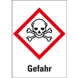 Gefahrensymbol Totenkopf m.gekr.Knochen GHS06, Gefahr, Folie, 105 x 148mm
