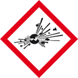 Gefahrensymbol Explodierende Bombe GHS01, Folie, selbstklebend, 52 x 52mm, 5 / Bogen