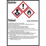 Gefahrstoffetikett Toluol, gem.GefStoffV / GHS / CLP, Folie, 52 x 74mm, 10 / Bogen