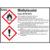 GHS- Etikett Methylacetat, gem.GefStoffV / GHS / CLP, Folie, 105 x 74mm, 8 / Bogen