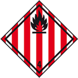 Gefahrgutzettel (Placards) Kl. 4.1 Entzündbare ... Stoffe, Aluminium, 250 x 250mm