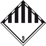 Gefahrgutzettel(Placards)Kl.9 Verschiedene..Stoffe, Folie, seew.,250 x 250mm, 100 / RO