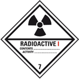 Gefahrgutzettel (Placards) Kl. 7A Radioactive I, Aluminium, 300 x 300mm